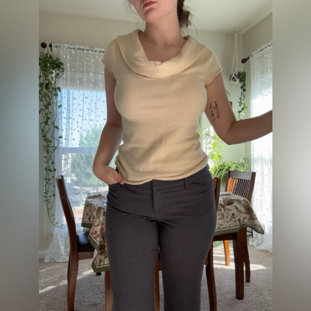 Cowl neck cream colored banana republic cotton and angora wool blend